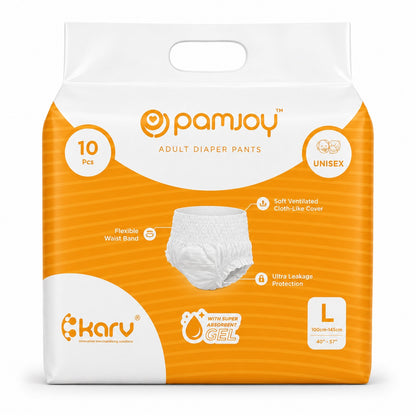 Pamjoy Adult Diaper Pants unisex size L, soft cloth-like leakage protection