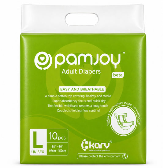 Pamjoy Adult Diapers unisex size L, quick-dry core for waist 38-60 inches