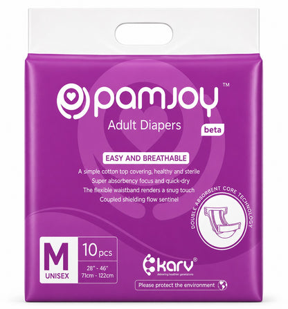 Pamjoy Adult Diapers unisex size M, breathable core for waist 28-46 inches