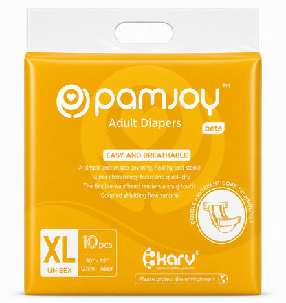 Pamjoy Adult Diapers unisex size XL, snug-fit core for waist 50-65 inches