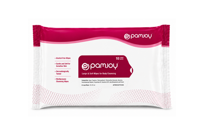 Pamjoy alcohol-free large wet wipes, gentle dermatologically tested cleansing