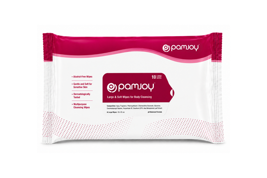 Pamjoy alcohol-free large wet wipes, gentle dermatologically tested cleansing